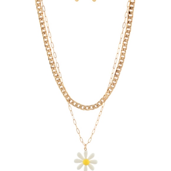 Flower Pendant Dual Necklace Set - Picture 1 of 2